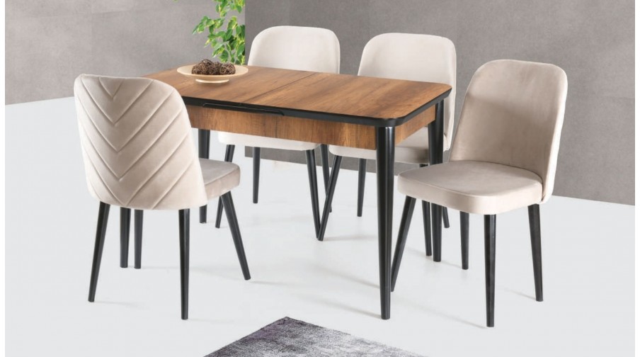 Alamo Ceviz Siyah Mutfak Masa Takımı