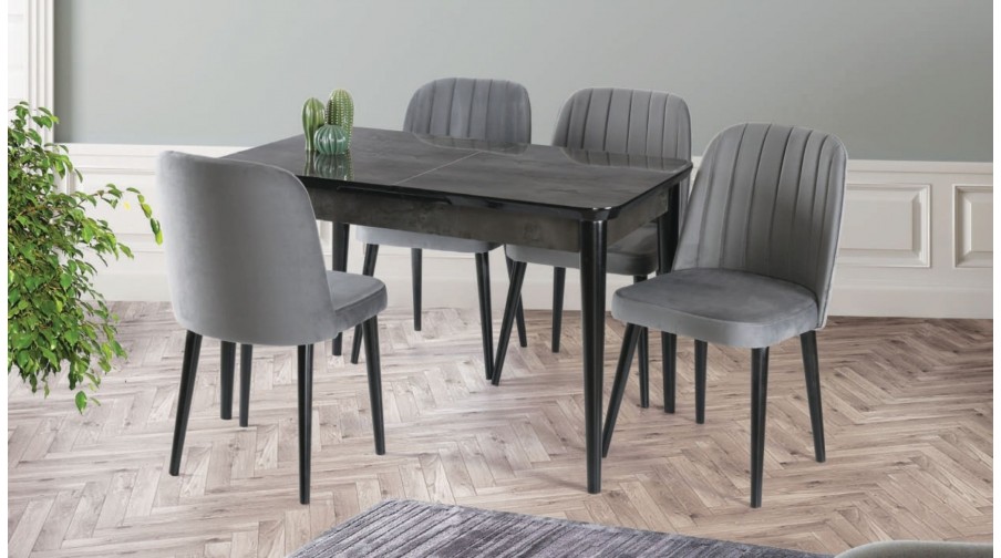 Arbol Siyah Mermer Mutfak Masa Takımı