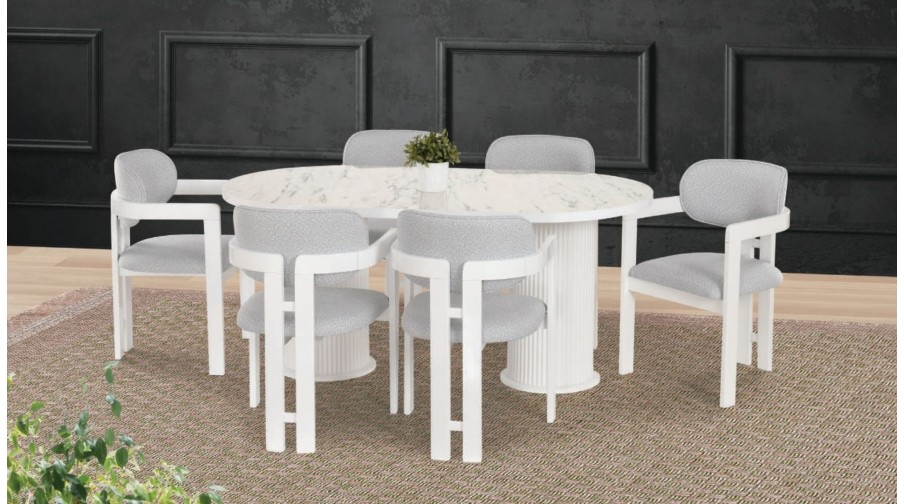 Della Beyaz Mermer Salon Masa Takımı