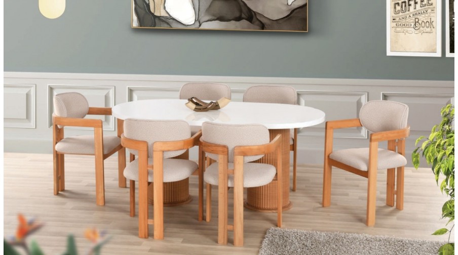 Della Beyaz Naturel Salon Masa Takımı