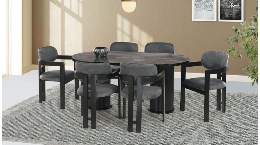 Della Siyah Mermer Salon Masa Takımı