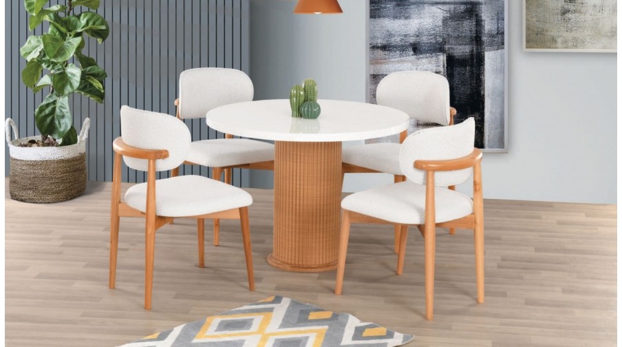 Dora Naturel Beyaz Mutfak Masa Takımı