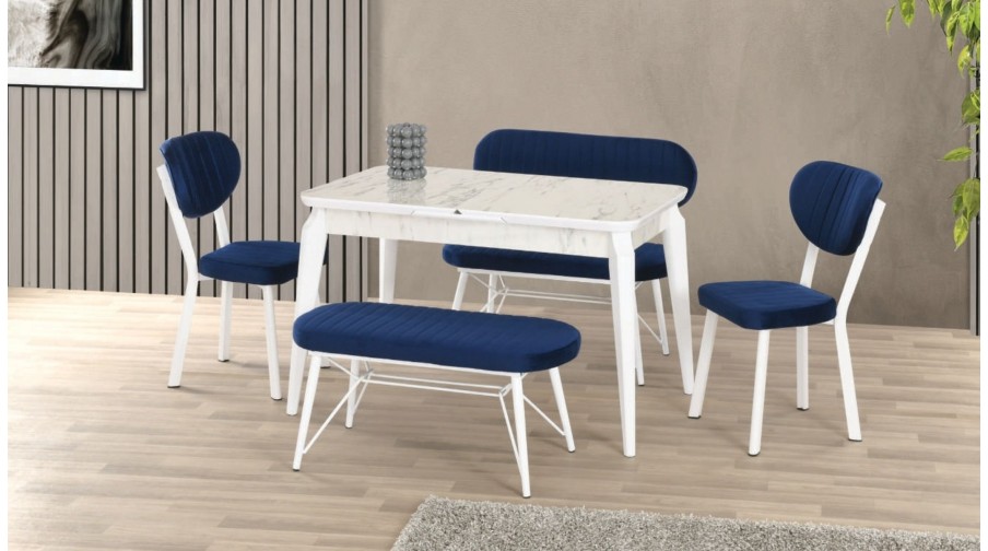 Elegant Beyaz Mermer Mutfak Masa Takımı