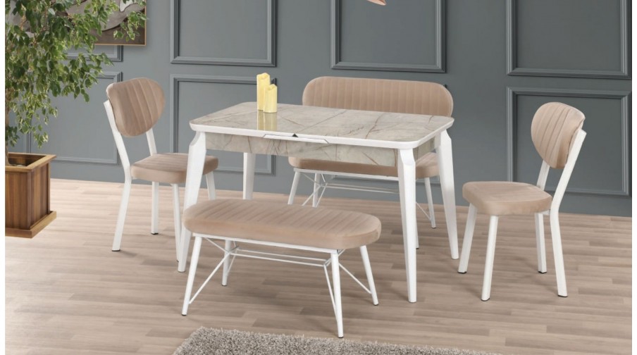 Elegant Mermer Mutfak Masa Takımı