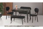 Elegant Siyah Mermer Mutfak Masa Takımı