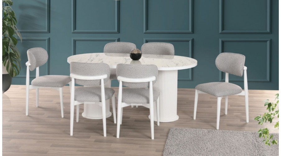 Eliz Beyaz Mermer Salon Masa Takımı