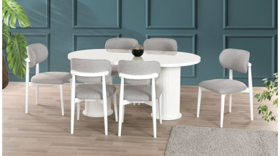 Eliz Beyaz Salon Masa Takımı