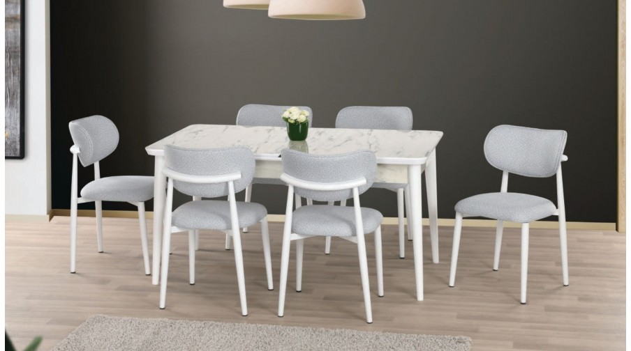Florina Beyaz Mermer Salon Masa Takımı