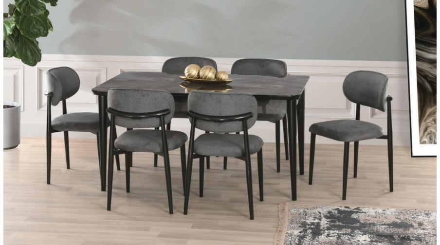 Florina Siyah Mermer Salon Masa Takımı