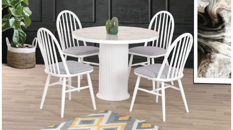 Frado Beyaz Mermer Mutfak Masa Takımı