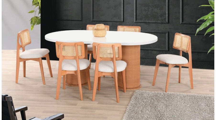 Juno Beyaz Naturel Salon Masa Takımı