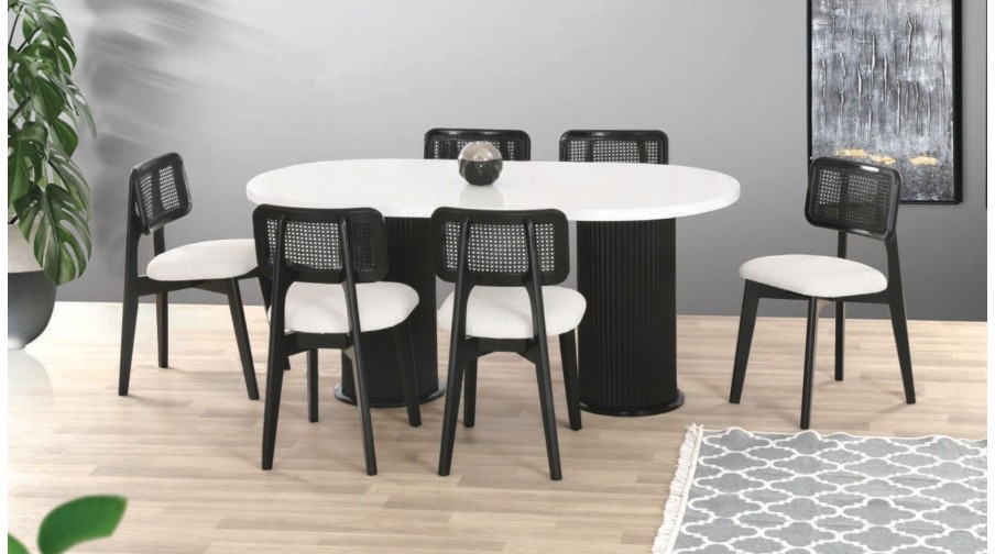 Juno Siyah Beyaz Salon Masa Takımı