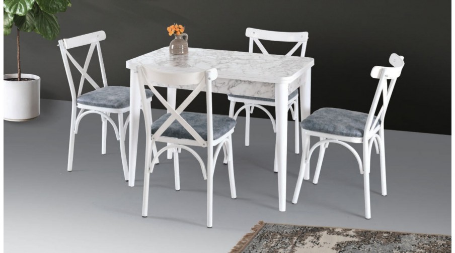 Madera Beyaz Mermer Mutfak Masa Takımı