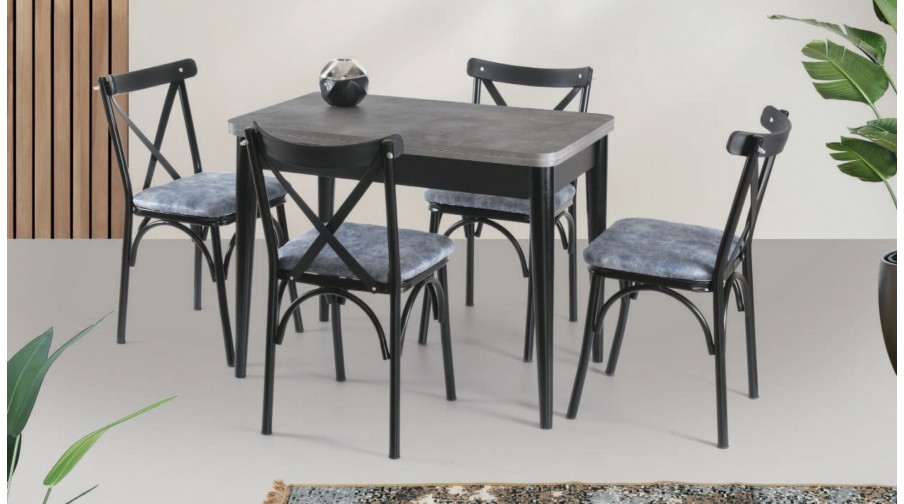 Madera Gri Siyah Mutfak Masa Takımı