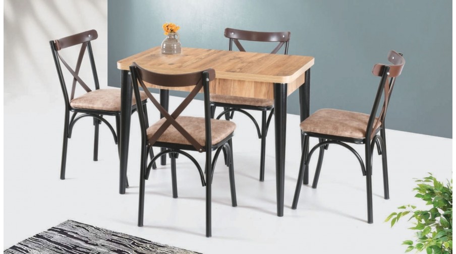 Madera Naturel Siyah Mutfak Masa Takımı