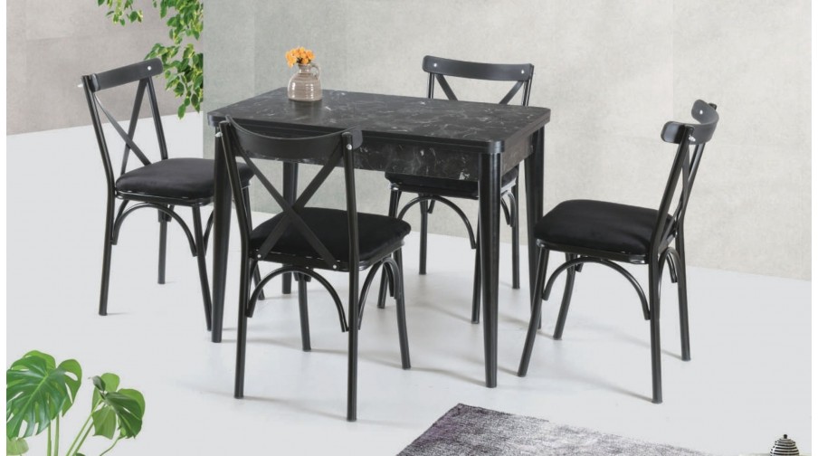 Madera Siyah Mermer Mutfak Masa Takımı