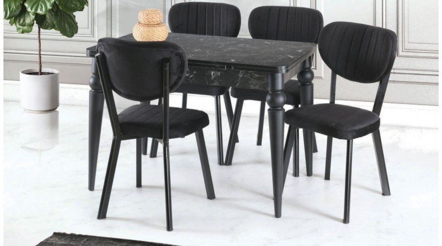 Nemesis Siyah Mermer Mutfak Masa Takımı