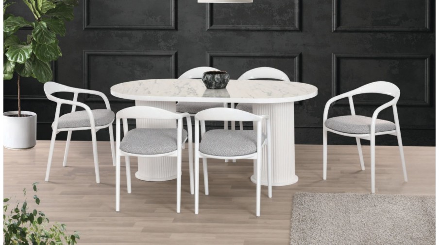 Noira Beyaz Mermer Salon Masa Takımı