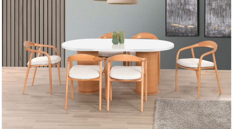 Noira Beyaz Naturel Salon Masa Takımı