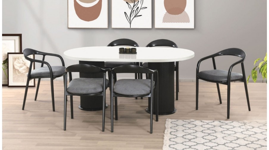 Noira Siyah Beyaz Salon Masa Takımı