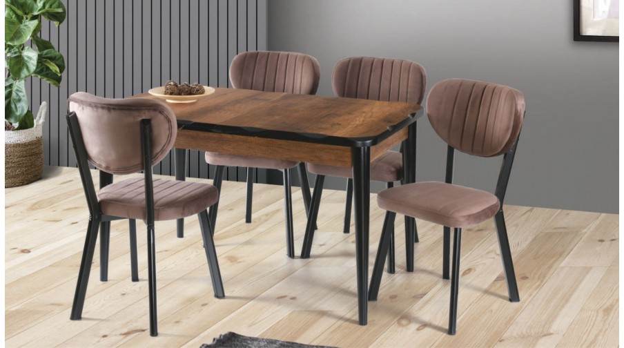 Regalo Ceviz Siyah Mutfak Masa Takımı