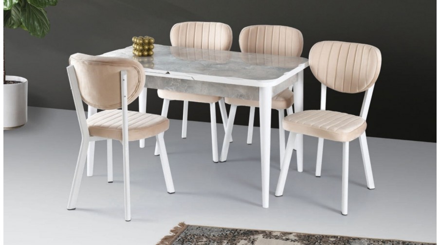 Regalo Gri Mermer Mutfak Masa Takımı