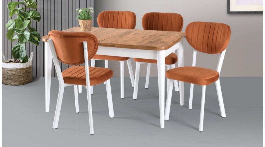 Regalo Naturel Beyaz Mutfak Masa Takımı