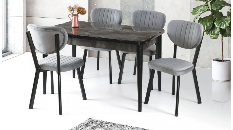 Regalo Siyah Mermer Mutfak Masa Takımı